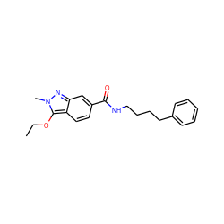 CCOc1c2ccc(C(=O)NCCCCc3ccccc3)cc2nn1C ZINC000008763002