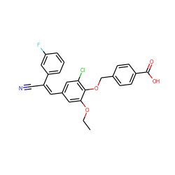 CCOc1cc(/C=C(/C#N)c2cccc(F)c2)cc(Cl)c1OCc1ccc(C(=O)O)cc1 ZINC000002878047