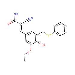 CCOc1cc(/C=C(\C#N)C(N)=O)cc(CSc2ccccc2)c1O ZINC000013829451