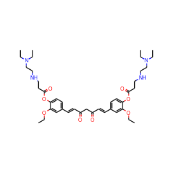 CCOc1cc(/C=C/C(=O)CC(=O)/C=C/c2ccc(OC(=O)CCNCCN(CC)CC)c(OCC)c2)ccc1OC(=O)CCNCCN(CC)CC ZINC000150608465