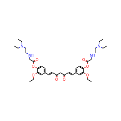 CCOc1cc(/C=C/C(=O)CC(=O)/C=C/c2ccc(OC(=O)CNCCN(CC)CC)c(OCC)c2)ccc1OC(=O)CNCCN(CC)CC ZINC000150608452