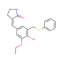 CCOc1cc(/C=C2/CCNC2=O)cc(CSc2ccccc2)c1O ZINC000040949560