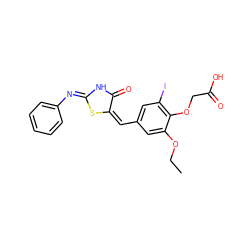 CCOc1cc(/C=C2/S/C(=N\c3ccccc3)NC2=O)cc(I)c1OCC(=O)O ZINC000002101024