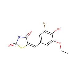 CCOc1cc(/C=C2/SC(=O)NC2=O)cc(Br)c1O ZINC000002068457