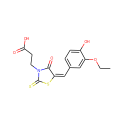 CCOc1cc(/C=C2/SC(=S)N(CCC(=O)O)C2=O)ccc1O ZINC000000967012