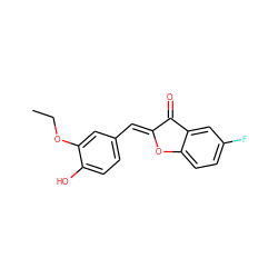 CCOc1cc(/C=C2\Oc3ccc(F)cc3C2=O)ccc1O ZINC000749746641