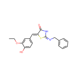 CCOc1cc(/C=C2\S/C(=N/Cc3ccccc3)NC2=O)ccc1O ZINC001772610118