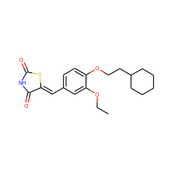 CCOc1cc(/C=C2\SC(=O)NC2=O)ccc1OCCC1CCCCC1 ZINC000115796252