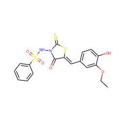 CCOc1cc(/C=C2\SC(=S)N(NS(=O)(=O)c3ccccc3)C2=O)ccc1O ZINC000013776516