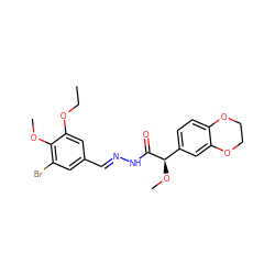 CCOc1cc(/C=N/NC(=O)[C@H](OC)c2ccc3c(c2)OCCO3)cc(Br)c1OC ZINC000084672141