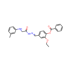 CCOc1cc(/C=N/NC(=O)CNc2cccc(C)c2)ccc1OC(=O)c1ccccc1 ZINC000001052634