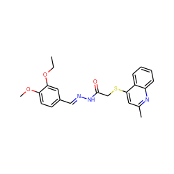 CCOc1cc(/C=N/NC(=O)CSc2cc(C)nc3ccccc23)ccc1OC ZINC000072108917