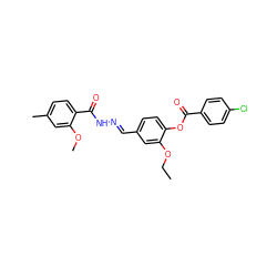 CCOc1cc(/C=N/NC(=O)c2ccc(C)cc2OC)ccc1OC(=O)c1ccc(Cl)cc1 ZINC000002078264