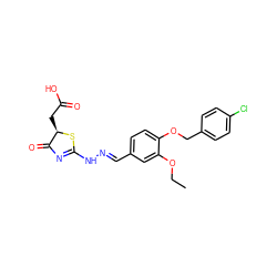 CCOc1cc(/C=N/NC2=NC(=O)[C@@H](CC(=O)O)S2)ccc1OCc1ccc(Cl)cc1 ZINC000013544802