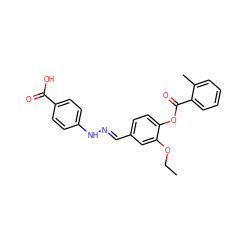 CCOc1cc(/C=N/Nc2ccc(C(=O)O)cc2)ccc1OC(=O)c1ccccc1C ZINC000005217499