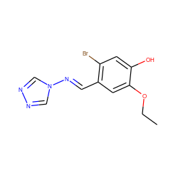 CCOc1cc(/C=N/n2cnnc2)c(Br)cc1O ZINC000000172668