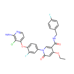 CCOc1cc(=O)n(-c2ccc(Oc3ccnc(N)c3Cl)c(F)c2)cc1C(=O)NCc1ccc(F)cc1 ZINC000205994578