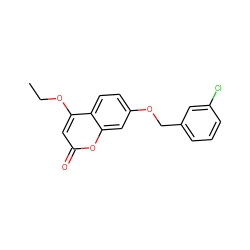 CCOc1cc(=O)oc2cc(OCc3cccc(Cl)c3)ccc12 ZINC000103242508