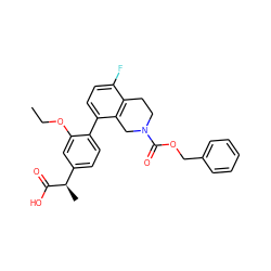 CCOc1cc([C@@H](C)C(=O)O)ccc1-c1ccc(F)c2c1CN(C(=O)OCc1ccccc1)CC2 ZINC000144074902