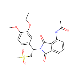 CCOc1cc([C@@H](CS(C)(=O)=O)N2C(=O)c3cccc(NC(C)=O)c3C2=O)ccc1OC ZINC000030691736