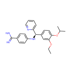 CCOc1cc([C@@H](Nc2ccc(C(=N)N)cc2)c2ccccn2)ccc1OC(C)C ZINC000143222703