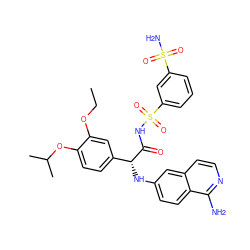 CCOc1cc([C@@H](Nc2ccc3c(N)nccc3c2)C(=O)NS(=O)(=O)c2cccc(S(N)(=O)=O)c2)ccc1OC(C)C ZINC000096284558