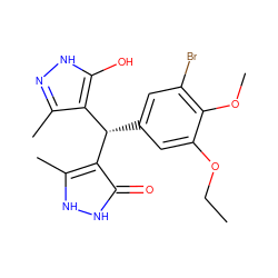 CCOc1cc([C@@H](c2c(C)n[nH]c2O)c2c(C)[nH][nH]c2=O)cc(Br)c1OC ZINC000019849007