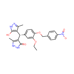 CCOc1cc([C@@H](c2c(C)n[nH]c2O)c2c(C)[nH][nH]c2=O)ccc1OCc1ccc([N+](=O)[O-])cc1 ZINC000008671121