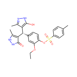 CCOc1cc([C@@H](c2c(C)n[nH]c2O)c2c(C)[nH][nH]c2=O)ccc1OS(=O)(=O)c1ccc(C)cc1 ZINC000020084616