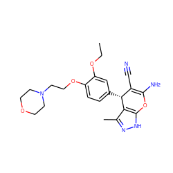 CCOc1cc([C@@H]2C(C#N)=C(N)Oc3[nH]nc(C)c32)ccc1OCCN1CCOCC1 ZINC000013116861