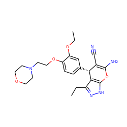 CCOc1cc([C@@H]2C(C#N)=C(N)Oc3[nH]nc(CC)c32)ccc1OCCN1CCOCC1 ZINC000020000425