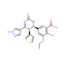 CCOc1cc([C@@H]2NC(=O)N=C(c3cnn(C)c3)[C@@H]2c2ccsc2)cc(C(=O)O)c1O ZINC000169702734