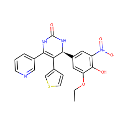 CCOc1cc([C@@H]2NC(=O)NC(c3cccnc3)=C2c2ccsc2)cc([N+](=O)[O-])c1O ZINC000114752052