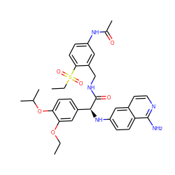 CCOc1cc([C@H](Nc2ccc3c(N)nccc3c2)C(=O)NCc2cc(NC(C)=O)ccc2S(=O)(=O)CC)ccc1OC(C)C ZINC000059377595