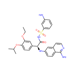 CCOc1cc([C@H](Nc2ccc3c(N)nccc3c2)C(=O)NS(=O)(=O)c2cccc(N)c2)ccc1OC(C)C ZINC000096284579