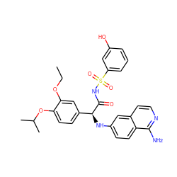 CCOc1cc([C@H](Nc2ccc3c(N)nccc3c2)C(=O)NS(=O)(=O)c2cccc(O)c2)ccc1OC(C)C ZINC000014191602