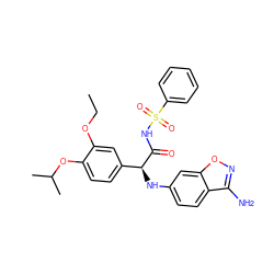 CCOc1cc([C@H](Nc2ccc3c(N)noc3c2)C(=O)NS(=O)(=O)c2ccccc2)ccc1OC(C)C ZINC000038913851