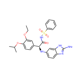 CCOc1cc([C@H](Nc2ccc3nc(N)[nH]c3c2)C(=O)NS(=O)(=O)c2ccccc2)ccc1OC(C)C ZINC000096284569