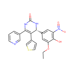 CCOc1cc([C@H]2NC(=O)NC(c3cccnc3)=C2c2ccsc2)cc([N+](=O)[O-])c1O ZINC000114752050