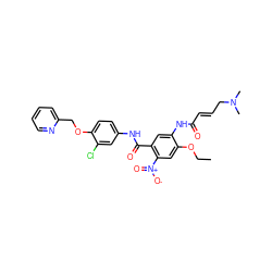 CCOc1cc([N+](=O)[O-])c(C(=O)Nc2ccc(OCc3ccccn3)c(Cl)c2)cc1NC(=O)/C=C/CN(C)C ZINC000096928303