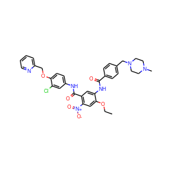 CCOc1cc([N+](=O)[O-])c(C(=O)Nc2ccc(OCc3ccccn3)c(Cl)c2)cc1NC(=O)c1ccc(CN2CCN(C)CC2)cc1 ZINC000096928305