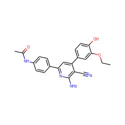 CCOc1cc(-c2cc(-c3ccc(NC(C)=O)cc3)nc(N)c2C#N)ccc1O ZINC000019848278