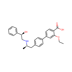 CCOc1cc(-c2ccc(C[C@@H](C)NC[C@H](O)c3ccccc3)cc2)ccc1C(=O)O ZINC000040421817