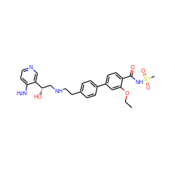 CCOc1cc(-c2ccc(CCNC[C@H](O)c3cnccc3N)cc2)ccc1C(=O)NS(C)(=O)=O ZINC000042890388