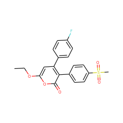 CCOc1cc(-c2ccc(F)cc2)c(-c2ccc(S(C)(=O)=O)cc2)c(=O)o1 ZINC000003819471