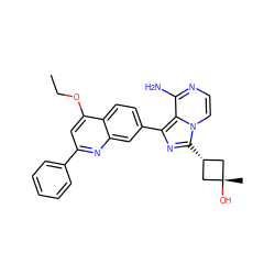 CCOc1cc(-c2ccccc2)nc2cc(-c3nc([C@H]4C[C@@](C)(O)C4)n4ccnc(N)c34)ccc12 ZINC000261073936