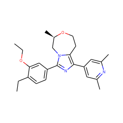 CCOc1cc(-c2nc(-c3cc(C)nc(C)c3)c3n2C[C@@H](C)OCC3)ccc1CC ZINC001772630051