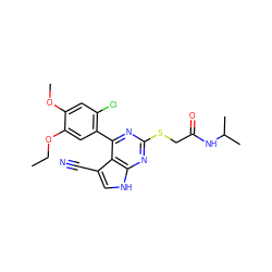 CCOc1cc(-c2nc(SCC(=O)NC(C)C)nc3[nH]cc(C#N)c23)c(Cl)cc1OC ZINC000043203811