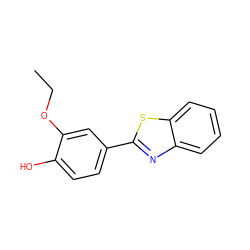 CCOc1cc(-c2nc3ccccc3s2)ccc1O ZINC000013130179