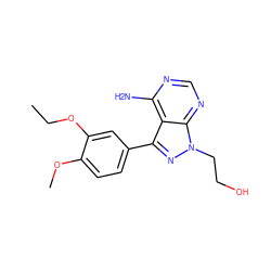 CCOc1cc(-c2nn(CCO)c3ncnc(N)c23)ccc1OC ZINC000008581984